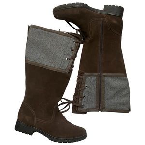 Clarks Brown Suede Leather and Wool Knee High Boots. Size 9